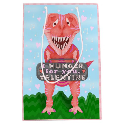 Cute Valentines Day T Rex Dinosaur Hunger Funny Medium Gift Bag