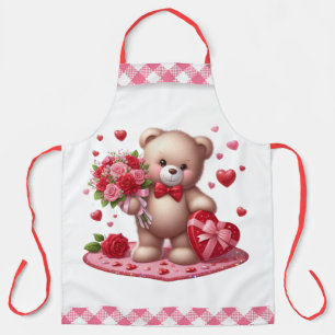 Cute Valentine's Day Teddy Bear Apron