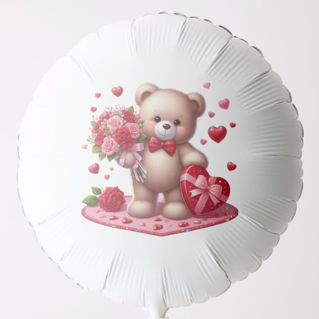Cute Valentine's Day Teddy Bear Balloon (Front)