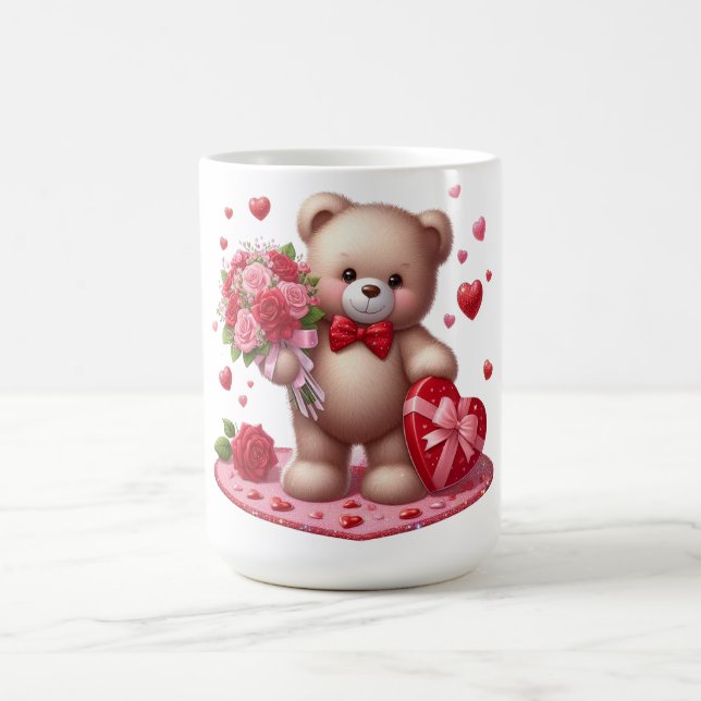 Cute Valentine's Day Teddy Bear Coffee Mug (Center)