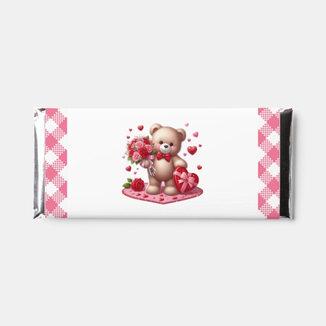 Cute Valentine's Day Teddy Bear Hershey Bar Favors (Front)