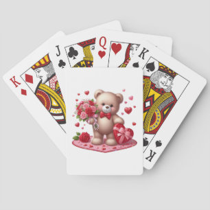 Cute Valentine's Day Teddy Bear Poker Cards