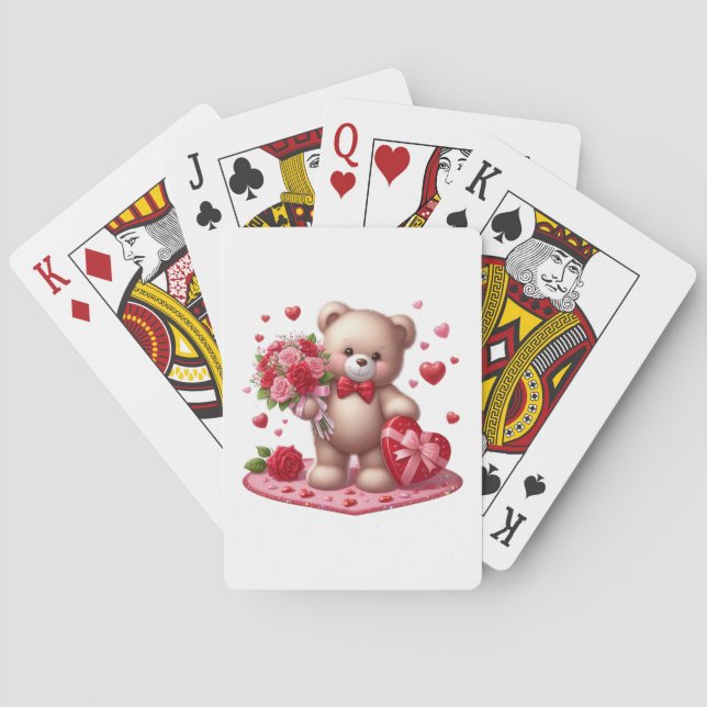 Cute Valentine's Day Teddy Bear Poker Cards (Back)
