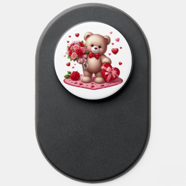 Cute Valentine's Day Teddy Bear PopSocket (Popsocket)