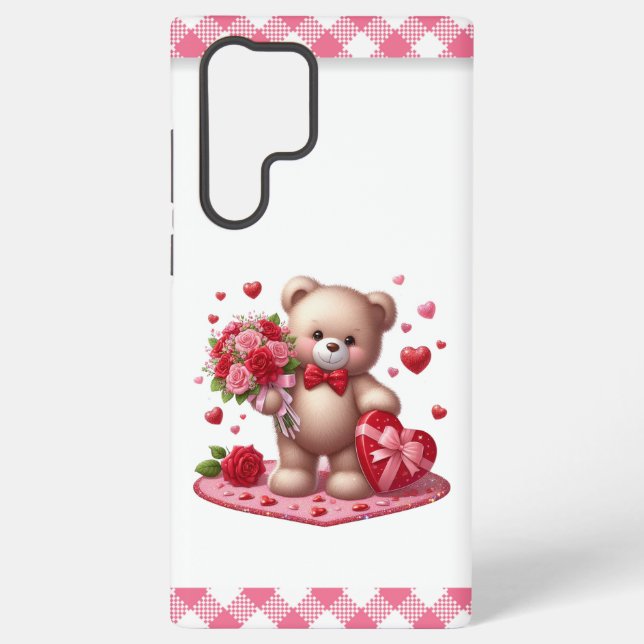 Cute Valentine's Day Teddy Bear Samsung Galaxy Case (Back)