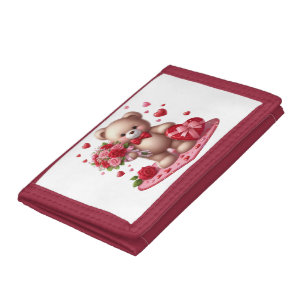 Cute Valentine's Day Teddy Bear Tri-fold Wallet