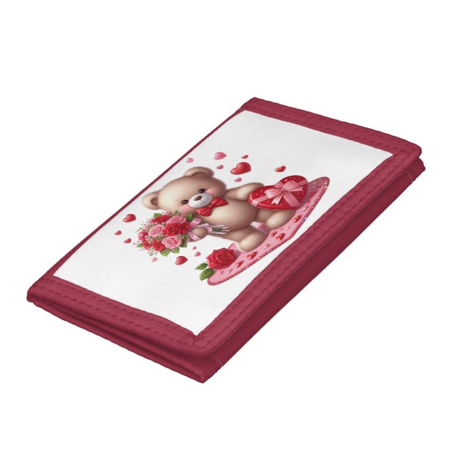 Cute Valentine's Day Teddy Bear Trifold Wallet (Bottom)