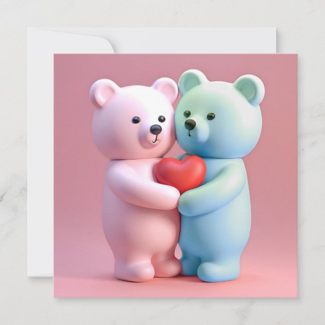Cute Valentine's Day teddy bears Card (Front)