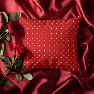 Cute Valentine's Day Tiny Red Hearts Throw Pillow