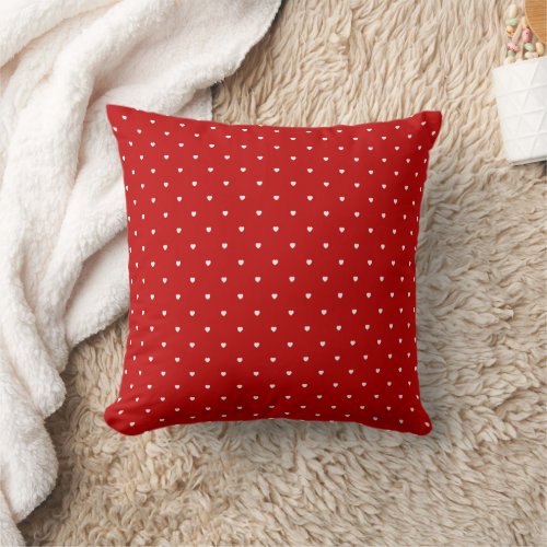 Cute Valentines Day Tiny Red Hearts  Throw Pillow