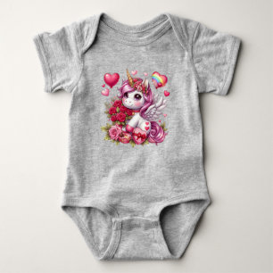Cute Valentine's day unicorn Baby Bodysuit