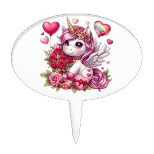 Cute Valentine's day unicorn Cake Topper