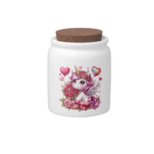 Cute Valentine's day unicorn Candy Jar (Front)