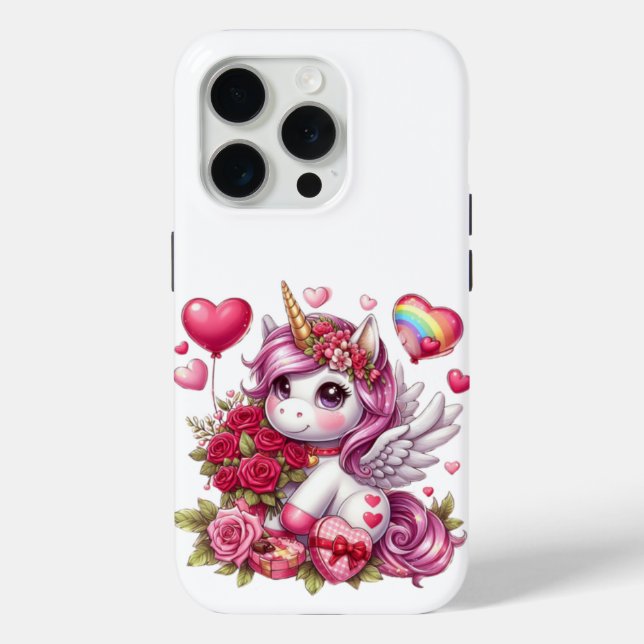 Cute Valentine's day unicorn Case-Mate iPhone Case (Back)