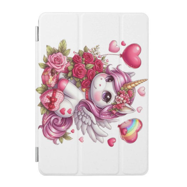 Cute Valentine's day unicorn iPad Mini Cover (Front)