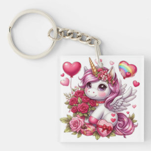 Cute Valentine's day unicorn Keychain