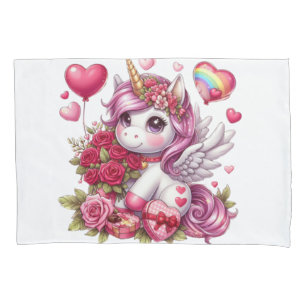 Cute Valentine's day unicorn Pillow Case
