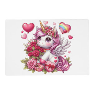 Cute Valentine's day unicorn Placemat