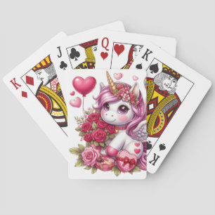 Cute Valentine's day unicorn Poker Cards