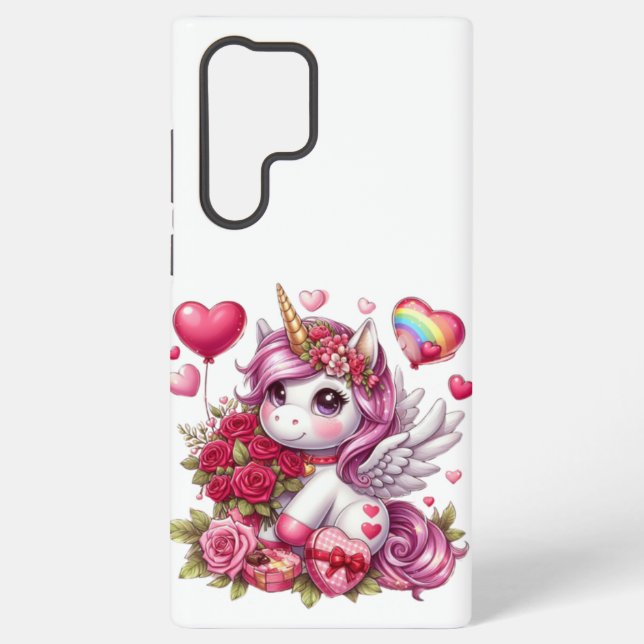 Cute Valentine's day unicorn Samsung Galaxy Case (Back)