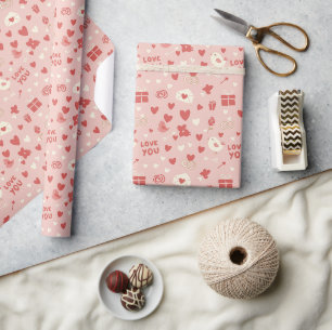 Cute Valentines Day Wrapping Paper for Couples