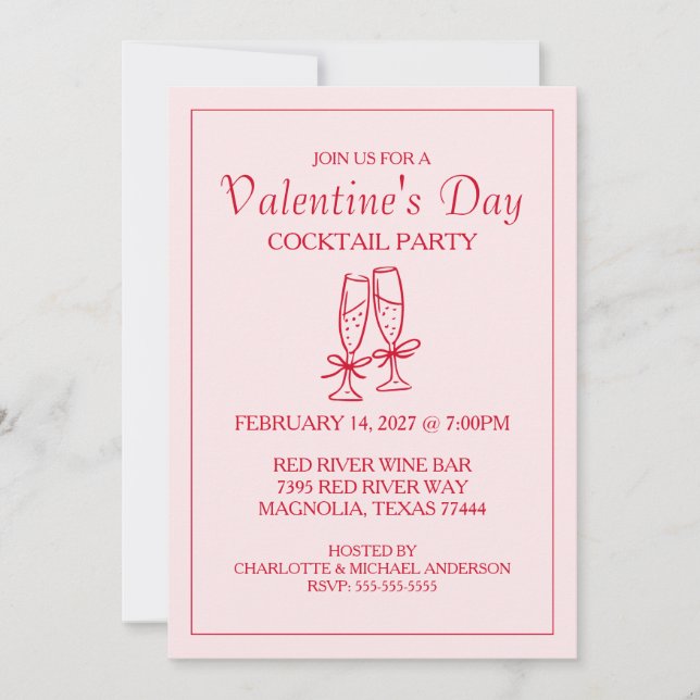 Cute Valentine's Day XOXO Pink Red  Holiday Card (Front)