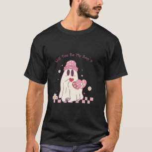 Cute Valentines Ghost Will You Be My Boo Hat Candy T-Shirt