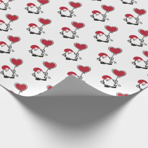 Cute Valentines Gnome with a heart-shaped balloon Wrapping Paper