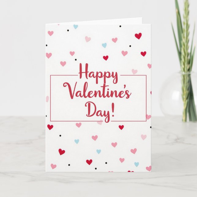 Cute Valentines Heart Dot Matte Card (Front)