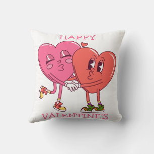 Cute Valentine's Hearts Couple Throw Pillow