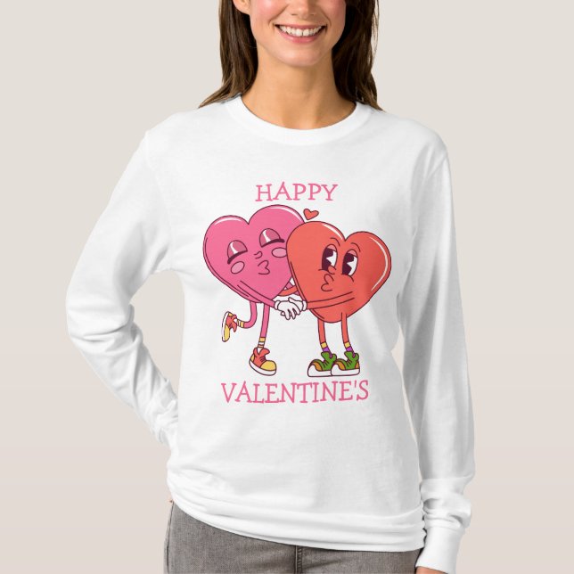 Cute Valentine's Hearts Couple Women's T-Shirt (Front)