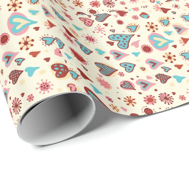 Cute Valentines Hearts Pattern Wrapping Paper (Roll Corner)