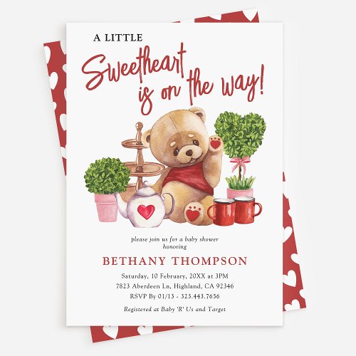 Cute Valentines Little Sweetheart Baby Shower Invitation