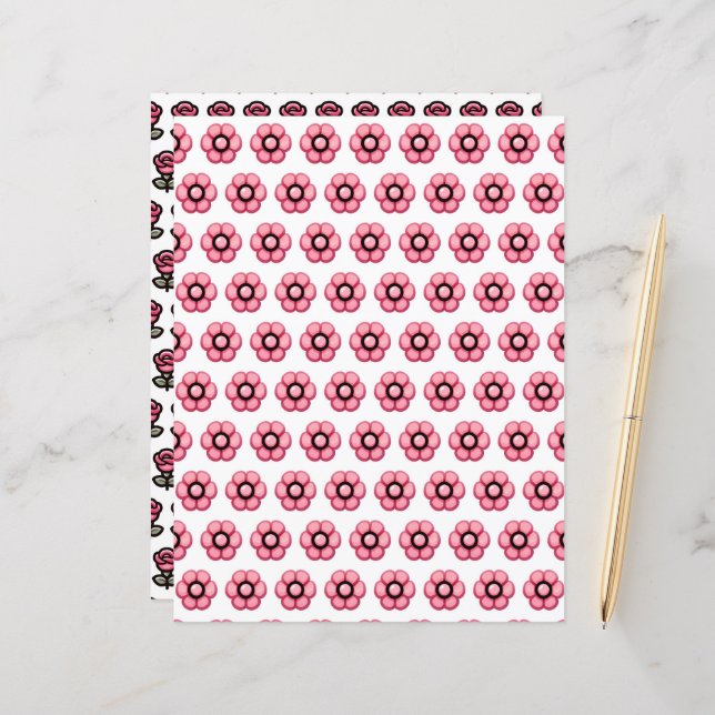 Cute Valentines Patterns Scrapbook Paper (Front/Back In Situ)