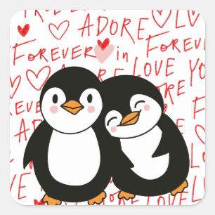 Cute Valentines Penguin Stickers