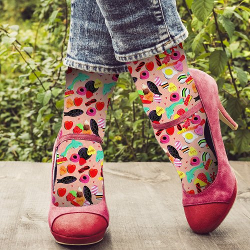 Cute valentines pink candy  heart  socks