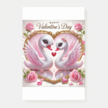 Cute Valentine's Pink Swan Notes