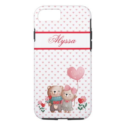 Cute Valentines Teddy Bear Couple in Love iPhone 87 Case