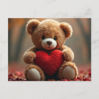Cute Valentine's Teddy Bear Holiday Postcard