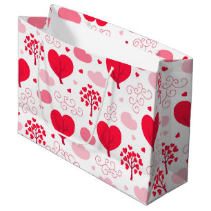 Cute Valentines tree shapes hearts pattern Large Gift Bag