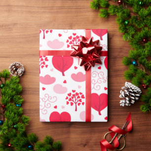 Cute Valentines tree shapes hearts pattern Wrapping Paper