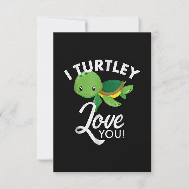 Cute Valentines Turtle I Turtley Love You Invitation (Front)