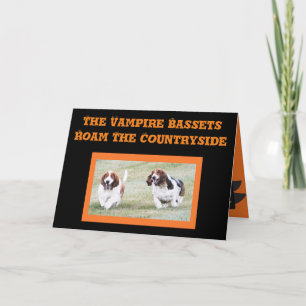 Cute "Vampire Bassets" on Funny Halloween Card