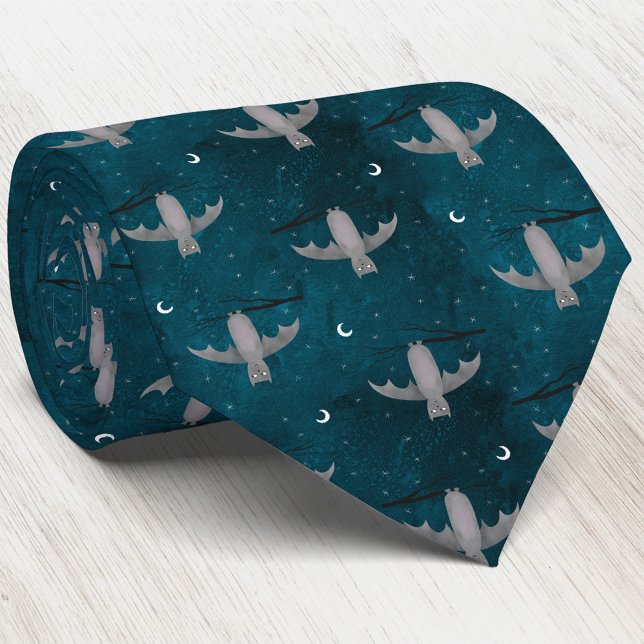 Cute Vampire Bat Green Neck Tie (Fun Vampire Bat teal green neck tie)