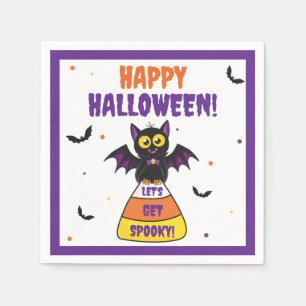Cute Vampire Bat Halloween Candy Corn Napkins