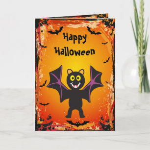 Cute Vampire Bat Halloween Card