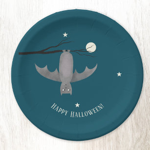 Cute Vampire Bat Halloween Paper Plates