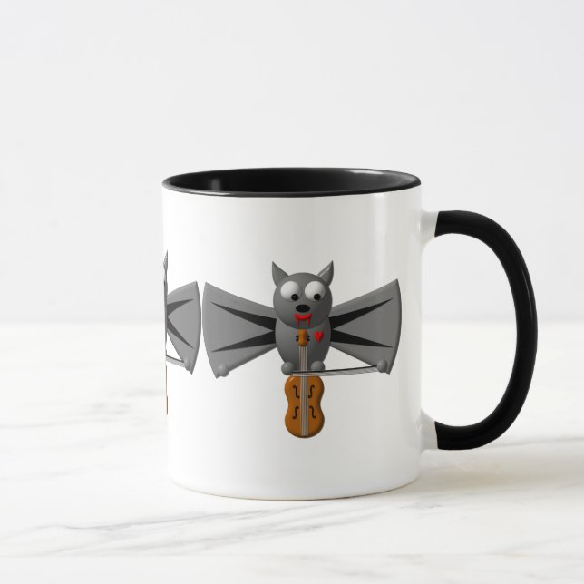Cute vampire bat playing the violin mug (Right)