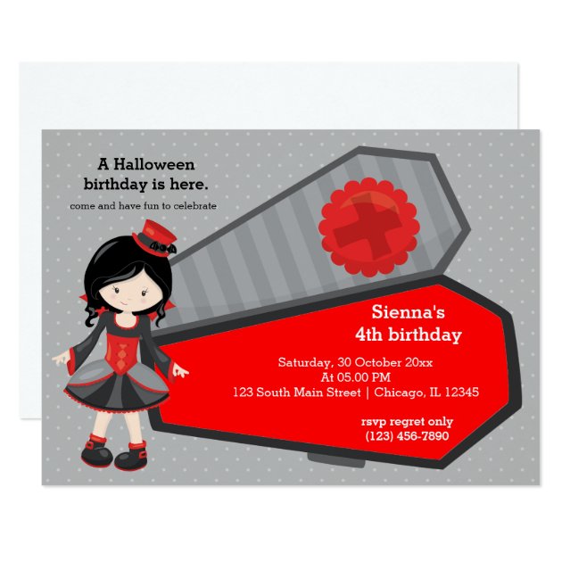 Cute Vampire Birthday Invitation