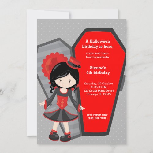 Cute vampire birthday invitation